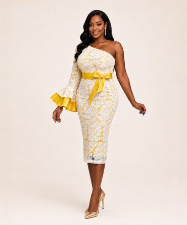 Lace One Shoulder Dress - TORFEO