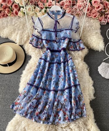 Mesh Lace Princess Dress - TORFEO