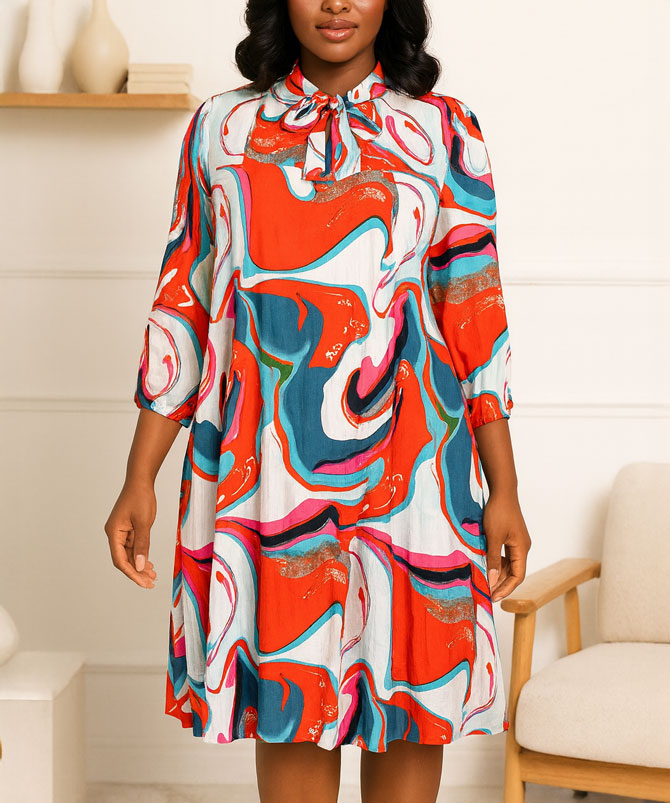 Pleated Shift Dress - TORFEO