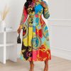 Retro Print Dress - TORFEO