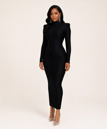 The Rhea Dress in Black - TORFEO