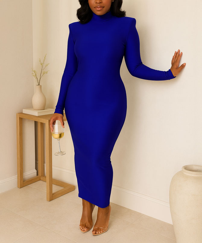 The Rhea Dress in Blue - TORFEO