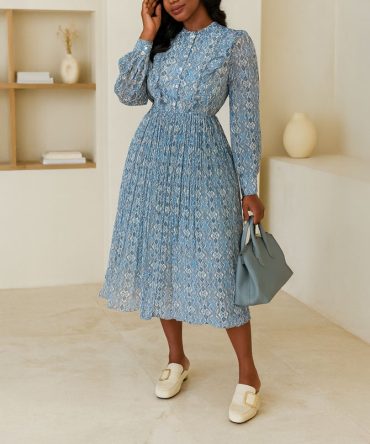 Vintage Print Chiffon Dress - TORFEO