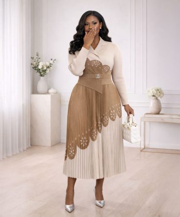 Brown Duchess Miyake Dress - TORFEO