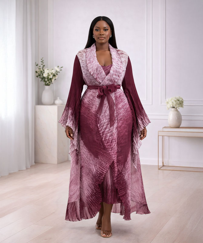 Burgundy Regal Flow Two Piece - TORFEO