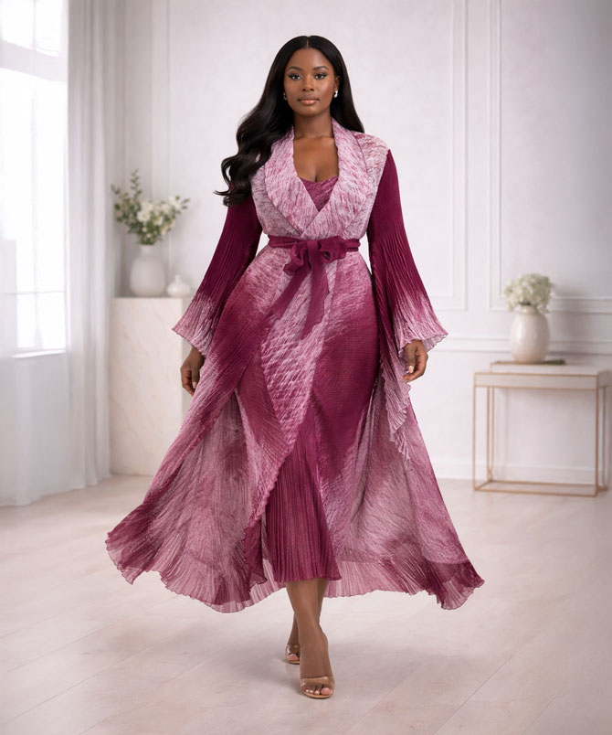 Burgundy Regal Flow Two Piece - TORFEO