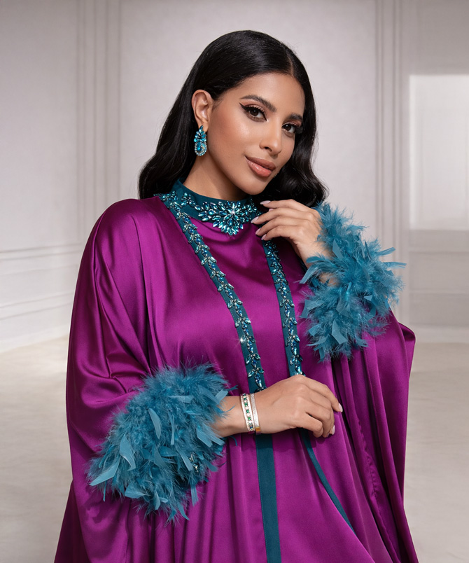 Amethyst Feather Abaya Set - TORFEO