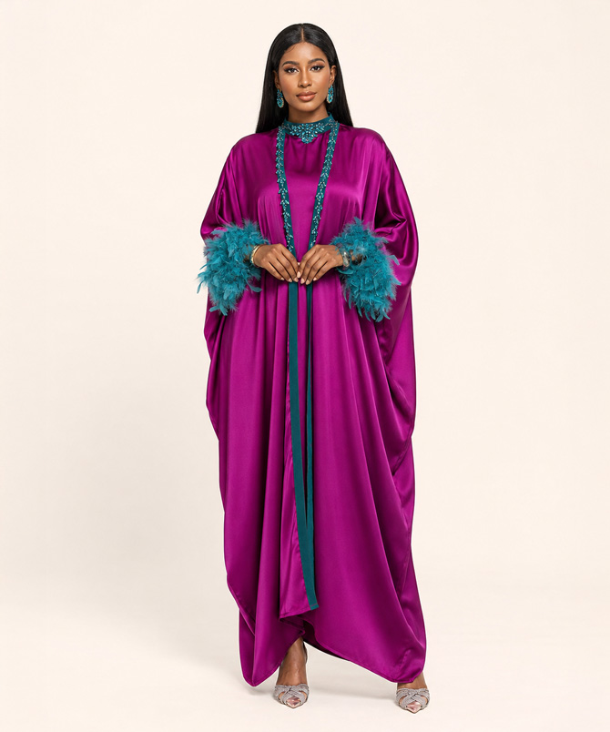 Amethyst Feather Abaya Set - TORFEO