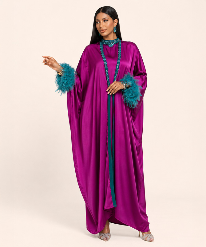 Amethyst Feather Abaya Set - TORFEO