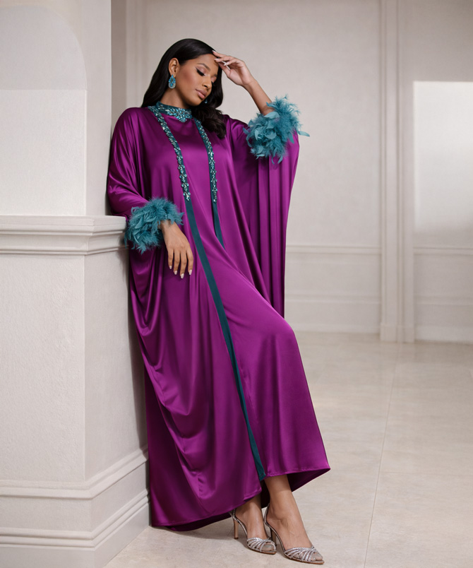 Amethyst Feather Abaya Set - TORFEO