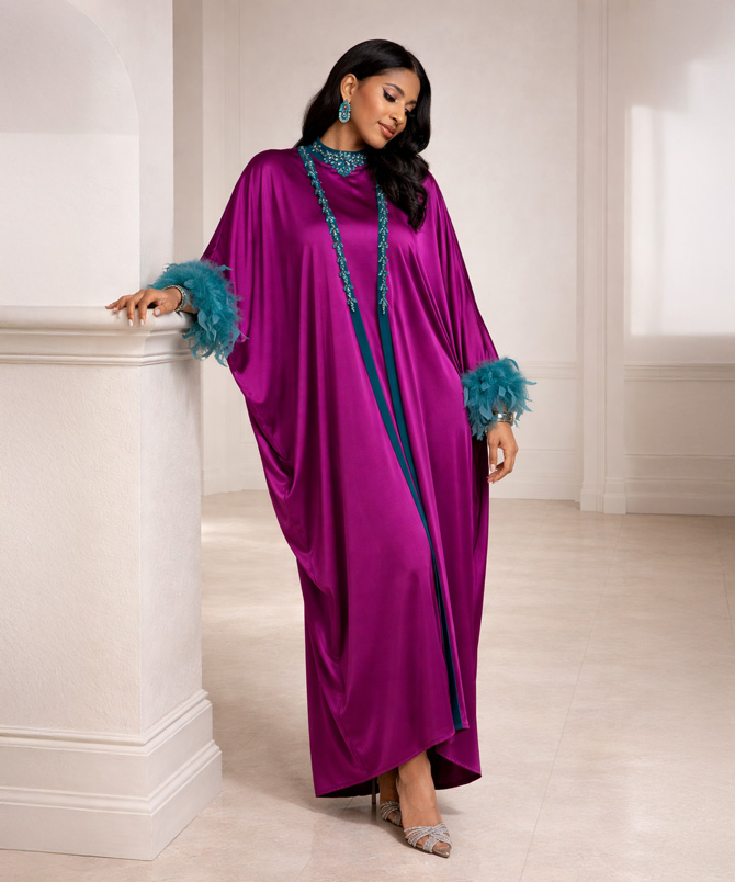 Amethyst Feather Abaya Set - TORFEO