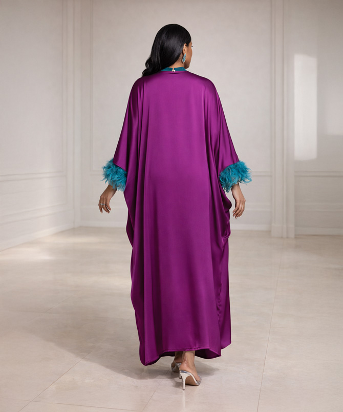 Amethyst Feather Abaya Set - TORFEO