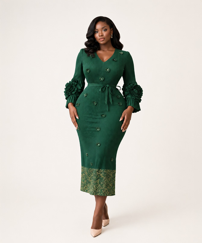 Appliques Miyake Midi Dress - TORFEO