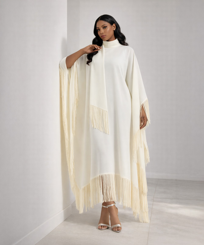 Fringe Flow Kaftan Dress - TORFEO