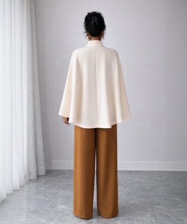 Back view of the Ivory Aura Cape Set - TORFEO