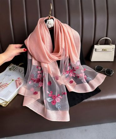 Blush Blossom Embellished Scarf - TORFEO
