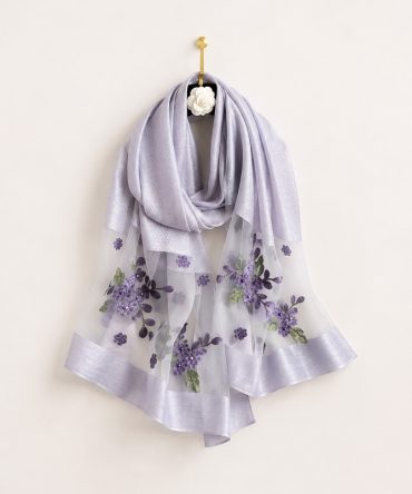Grey Blossom Embellished Scarf - TORFEO