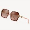 Amara Luxe brown square sunglasses for women with gradient lenses and gold detail - TORFEO