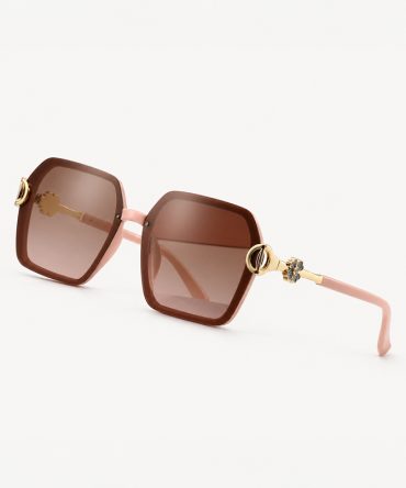 Amara Luxe brown square sunglasses for women with gradient lenses and gold detail - TORFEO