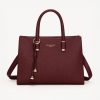 Bellavie burgundy leather handbag for women with top handles and detachable shoulder strap - TORFEO