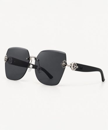 Calista black frameless oversized square sunglasses for women - TORFEO