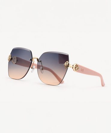 Calista pink frameless oversized square sunglasses for women with gradient lenses and gold-tone details - TORFEO