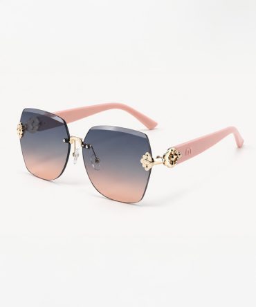 Calista pink frameless oversized square sunglasses for women with gradient lenses and gold-tone details - TORFEO
