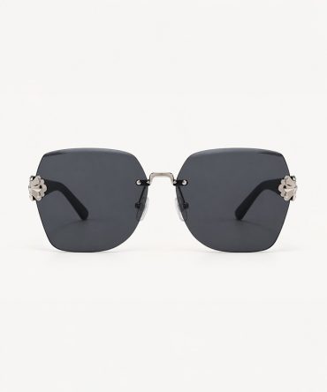 Calista black frameless oversized square sunglasses for women - TORFEO