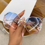 Crystal Rimless Sunglasses