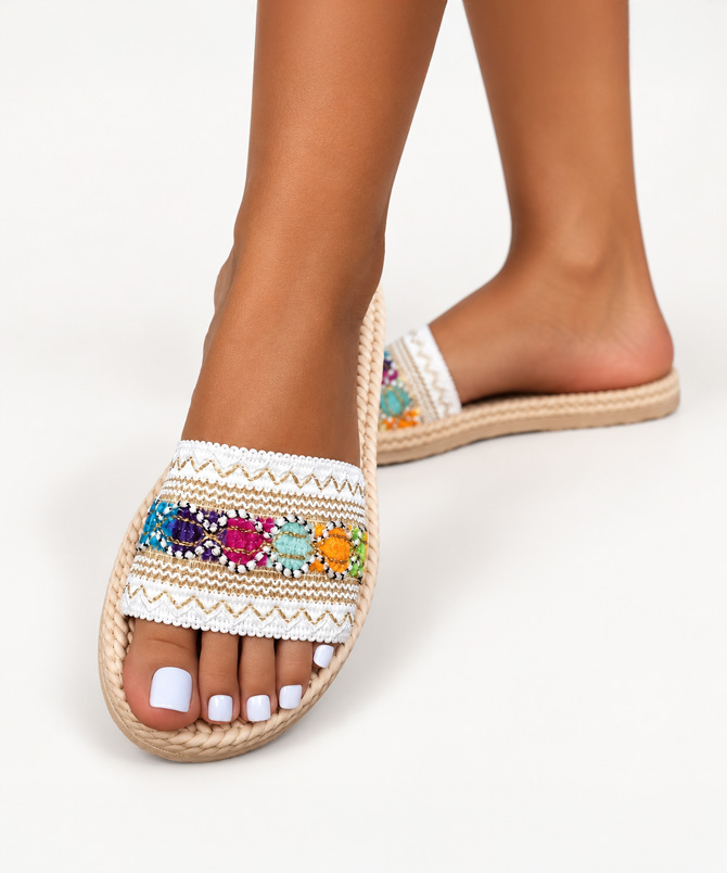 Sahara Multicolour Espadrille Slide Sandals for Women by TORFEO