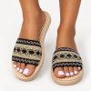 Onyx Black Espadrille Slide Sandals for Women by TORFEO
