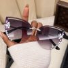 Isadora purple crystal rimless sunglasses for women with oversized gradient lenses - TORFEO