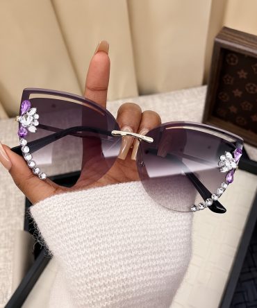 Isadora purple crystal rimless sunglasses for women with oversized gradient lenses - TORFEO
