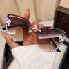 Isadora brown crystal rimless sunglasses for women with oversized gradient lenses - TORFEO
