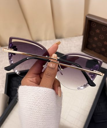 Isadora purple crystal rimless sunglasses for women with oversized gradient lenses - TORFEO