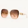 Naya cream oversized sunglasses for women with brown gradient lenses and gold-tone side details - TORFEO