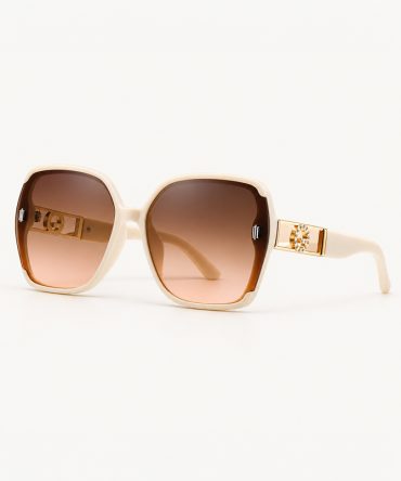 Naya cream oversized sunglasses for women with brown gradient lenses and gold-tone side details - TORFEO