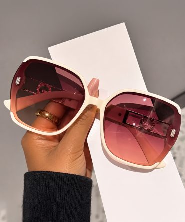 Naya cream oversized sunglasses for women with brown gradient lenses and gold-tone side details - TORFEO