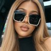 Nerina cream beige half-frame square sunglasses for women with dark gradient lenses and gold-tone metal details - TORFEO