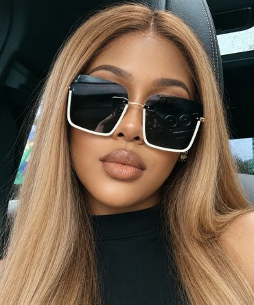 Nerina cream beige half-frame square sunglasses for women with dark gradient lenses and gold-tone metal details - TORFEO