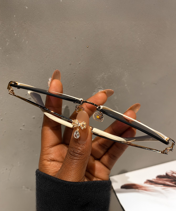 Nerina cream beige half-frame square sunglasses for women with dark gradient lenses and gold-tone metal details - TORFEO