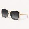 Ravelle oversized beige square sunglasses for women with brown gradient lenses and gold-tone side details - TORFEO