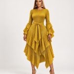 Tiered Shimmer Tie-Waist Dress