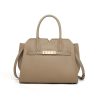 Verona nude leather handbag for women with top handles and detachable shoulder strap - TORFEO
