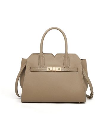 Verona nude leather handbag for women with top handles and detachable shoulder strap - TORFEO