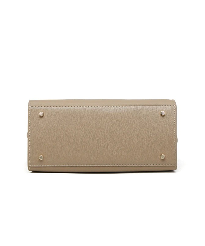 Verona nude leather handbag for women with top handles and detachable shoulder strap - TORFEO