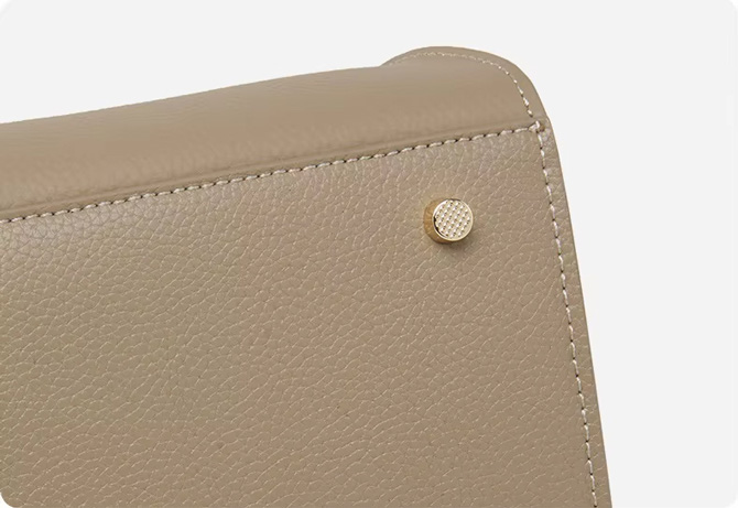 Verona nude leather handbag for women with top handles and detachable shoulder strap - TORFEO